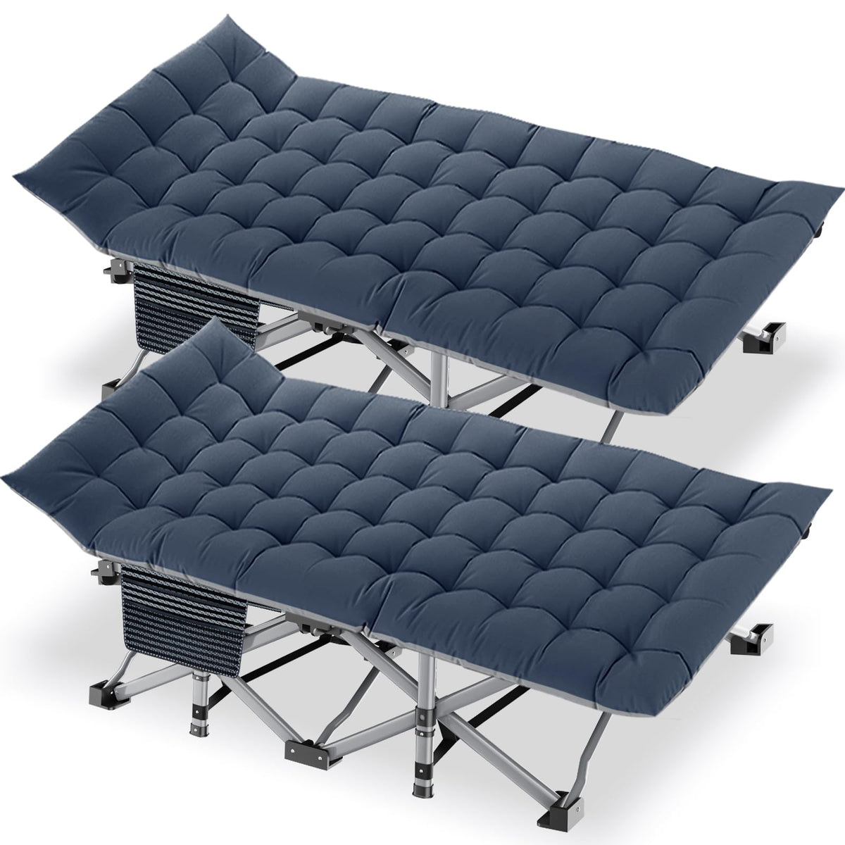 Folding Camping Cot with Mattress, 2 Pack Q8738