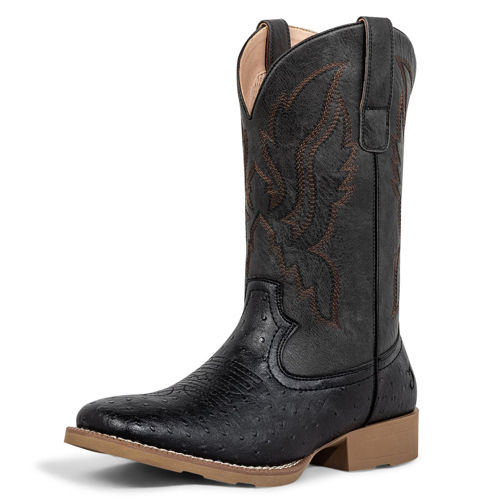 Mens Cowboy Boots Square Toe Wide Fit O649830