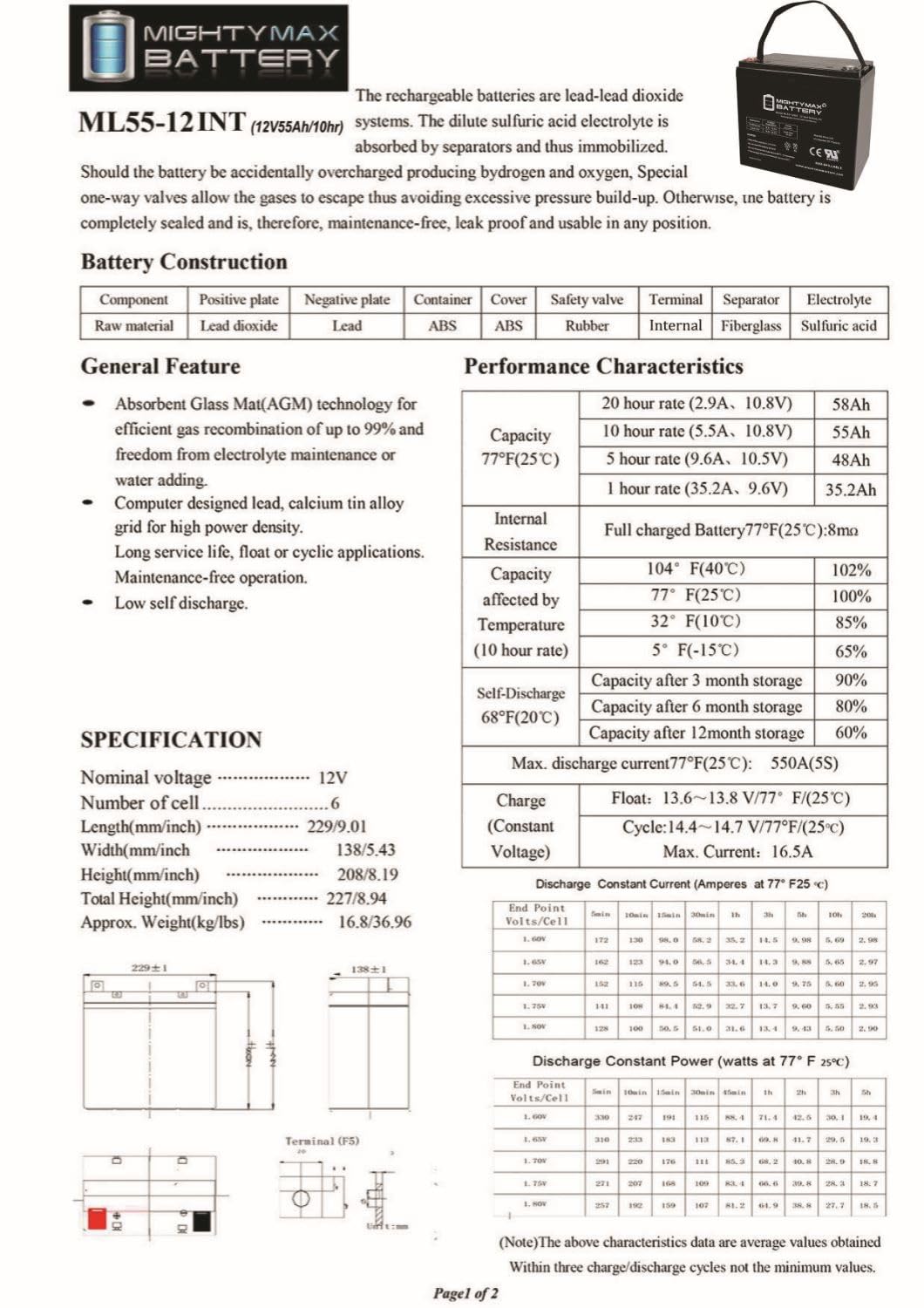 12V 55AH AGM Car and Truck Battery Z95854