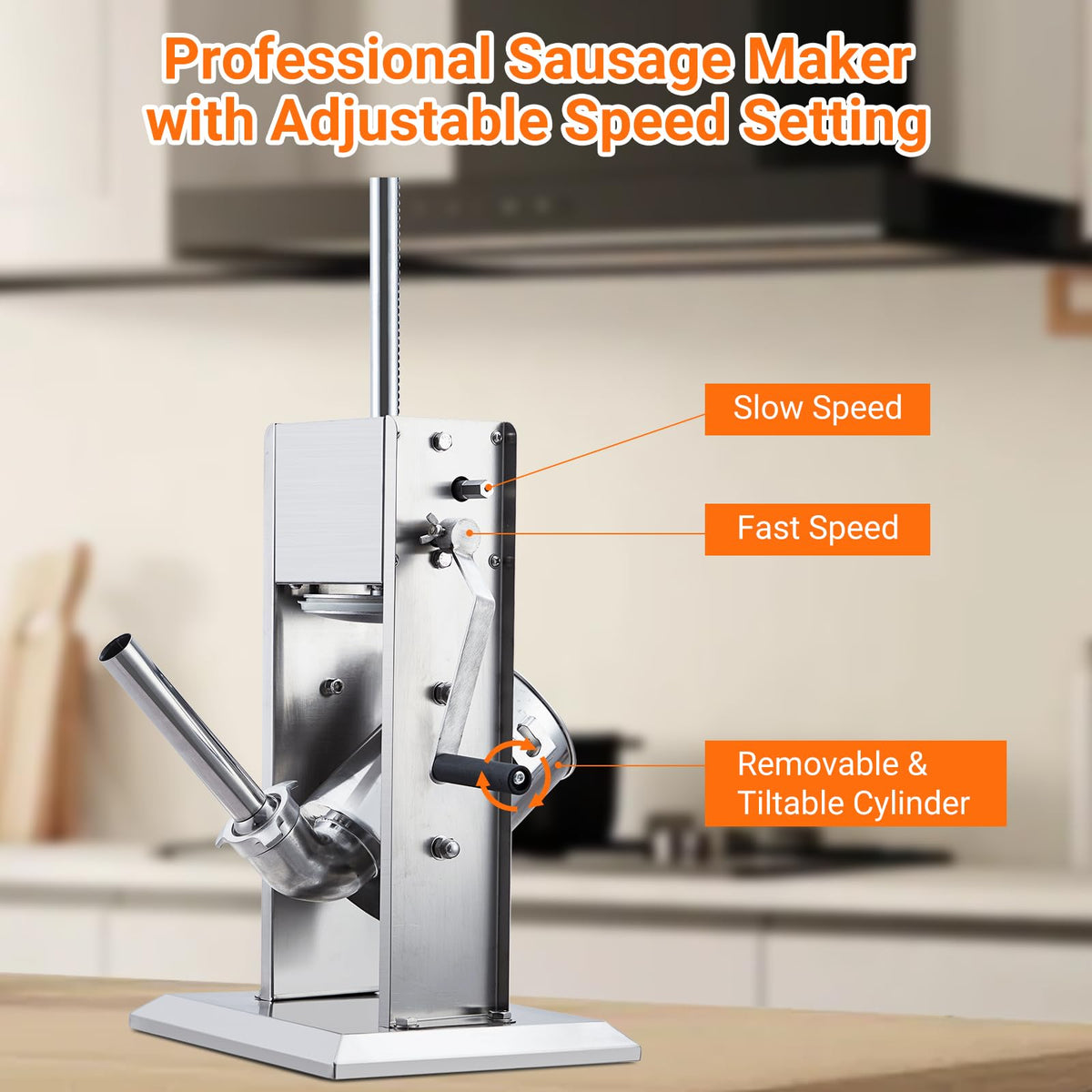 Manual 7 LB Stainless Steel Sausage Stuffer with 4 Stuffing Tubes R862708