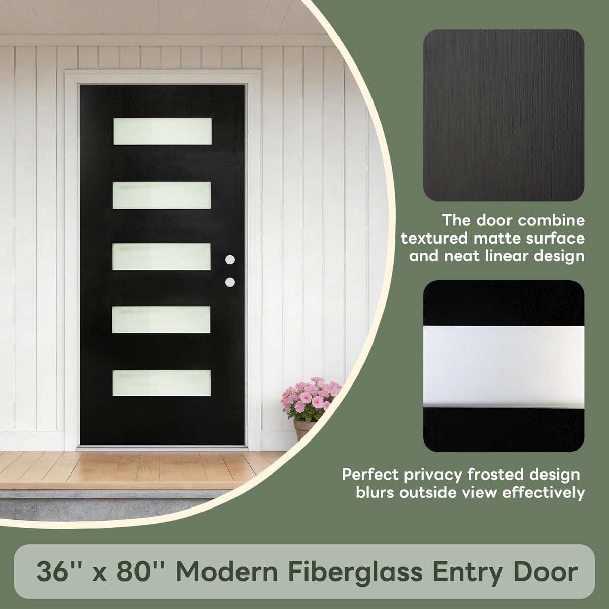 36" x 80" Left Hand Inswing Exterior Door with White Frame B611