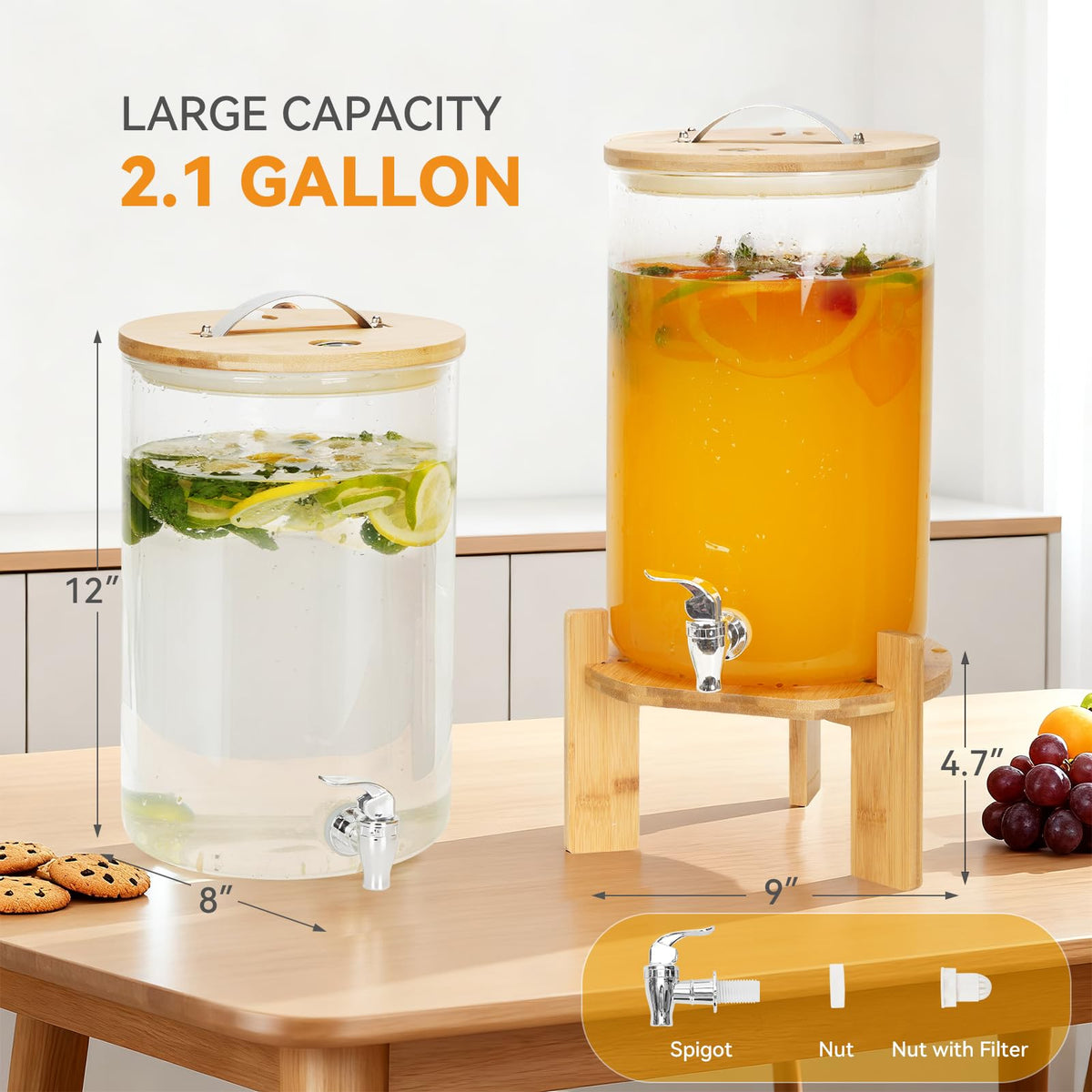 2.1 Gallon Drink Dispensers with Stand Z4551