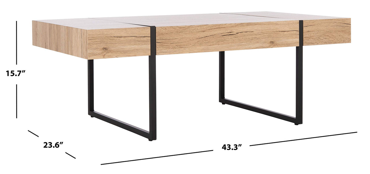 Rectangular Wood Top Black Metal Base Coffee Table N301722