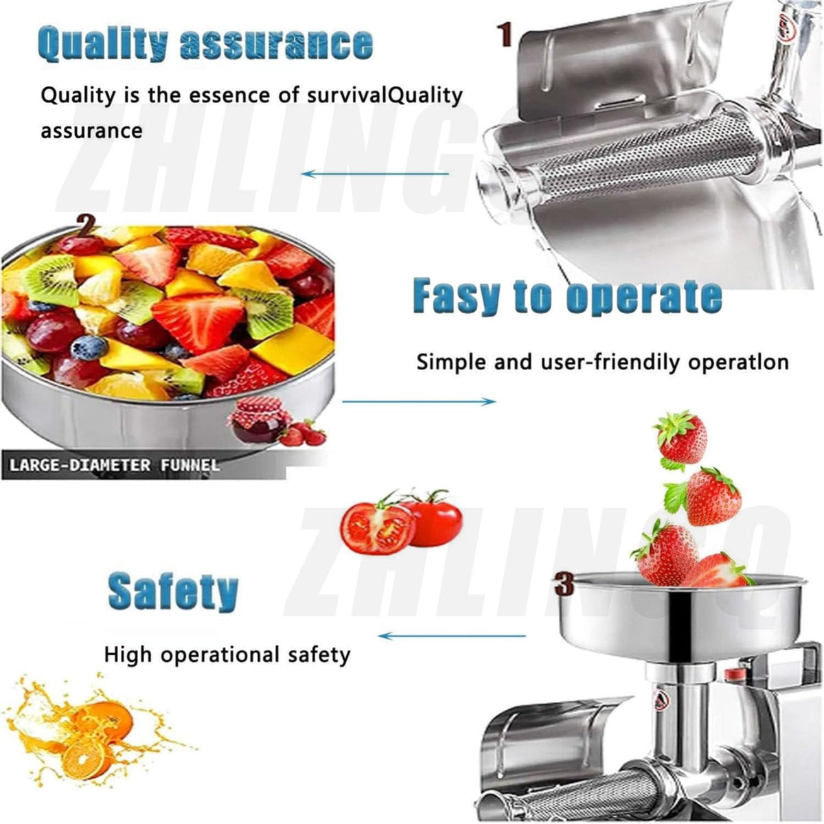 450W Stainless Steel Electric Tomato Strainer L165