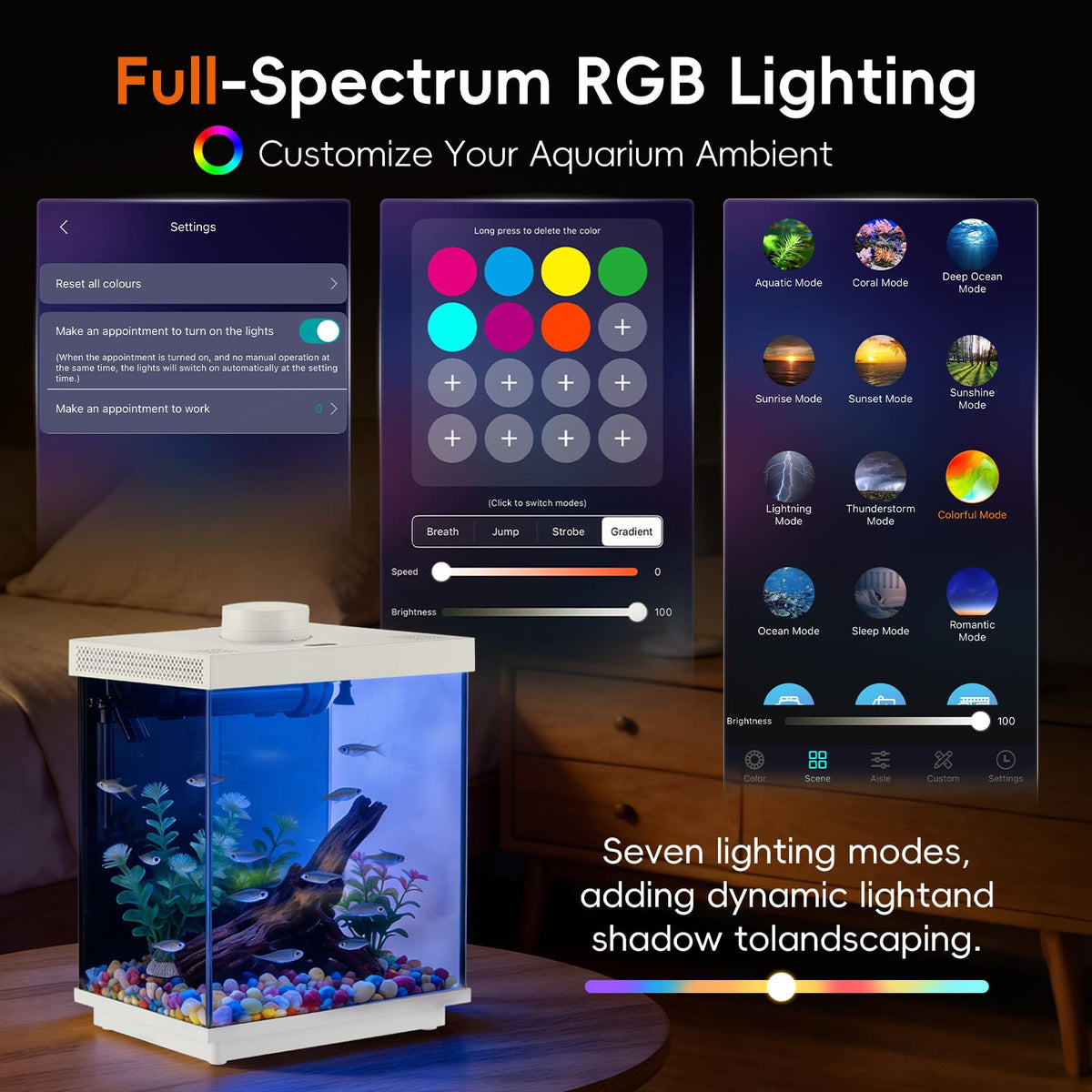 3 Gallon Glass Fish Tank Aquarium Kit with APP Control O997861