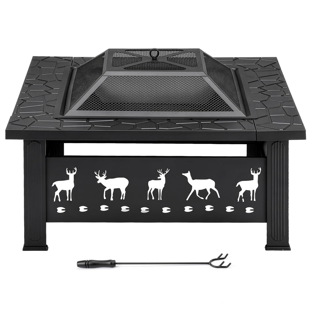 32 Inch Square Wood Burning Fire Pit Table J816