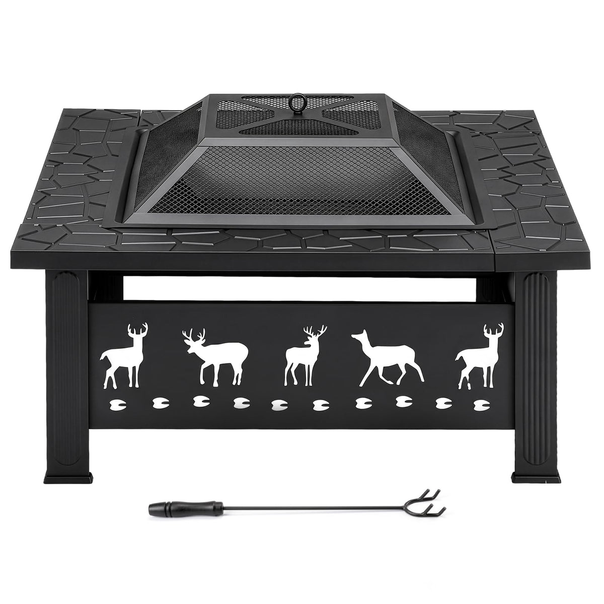 32 Inch Square Wood Burning Fire Pit Table J816
