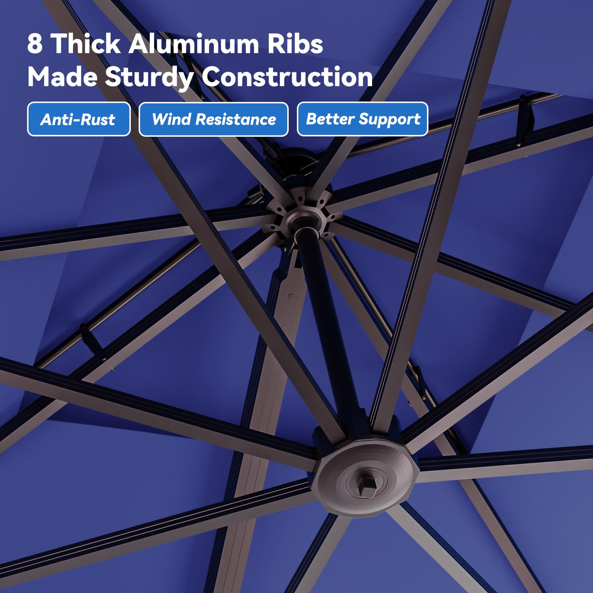 10x13FT Navy Blue Double Top Cantilever Patio Umbrella N7276
