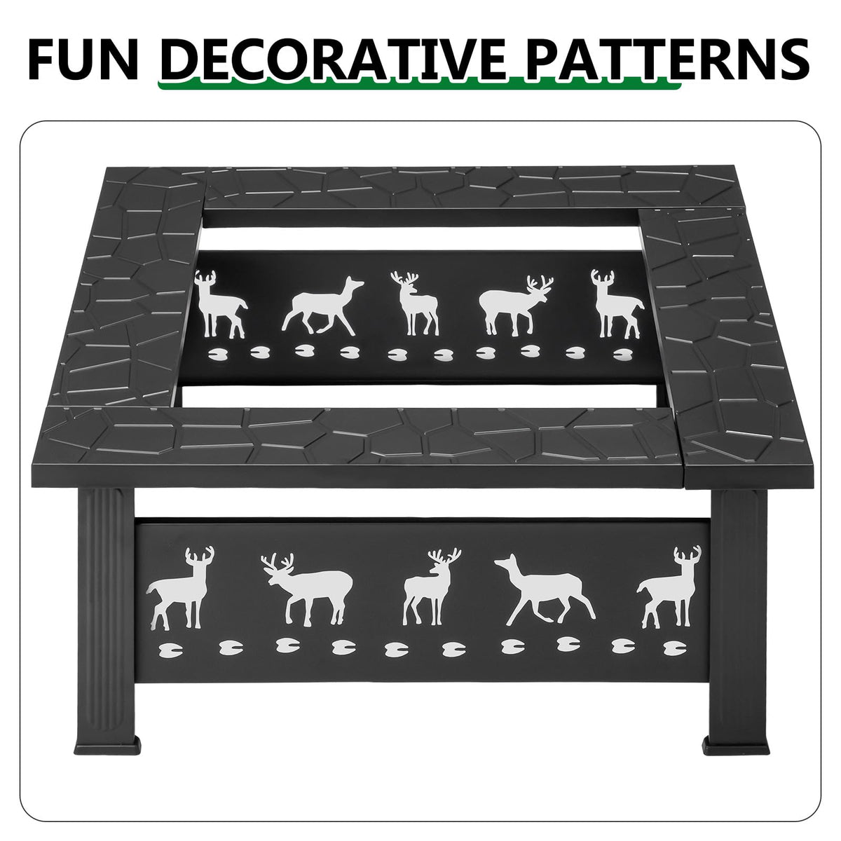 32 Inch Square Wood Burning Fire Pit Table J816