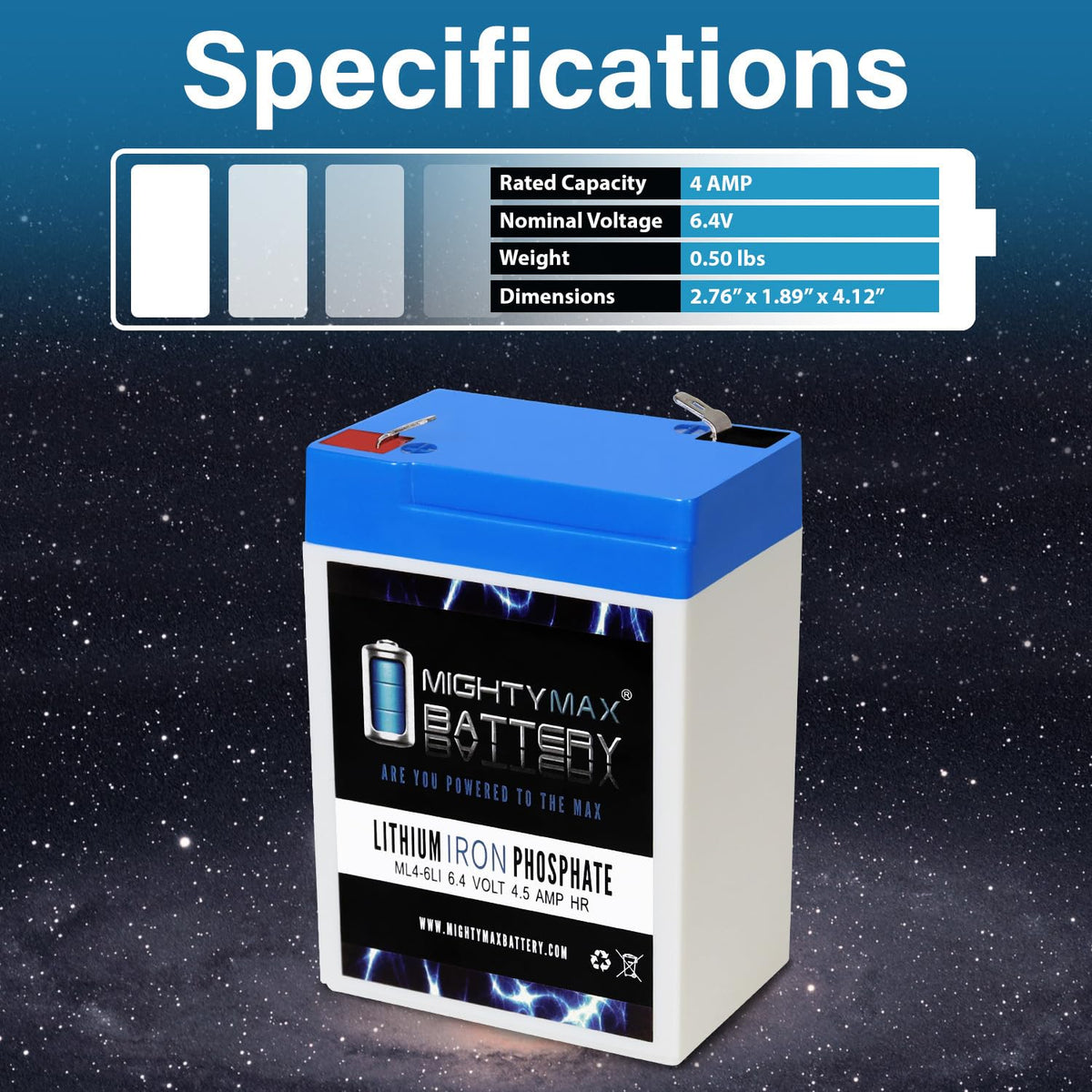 6V 4.5AH Lithium Replacement Battery X455