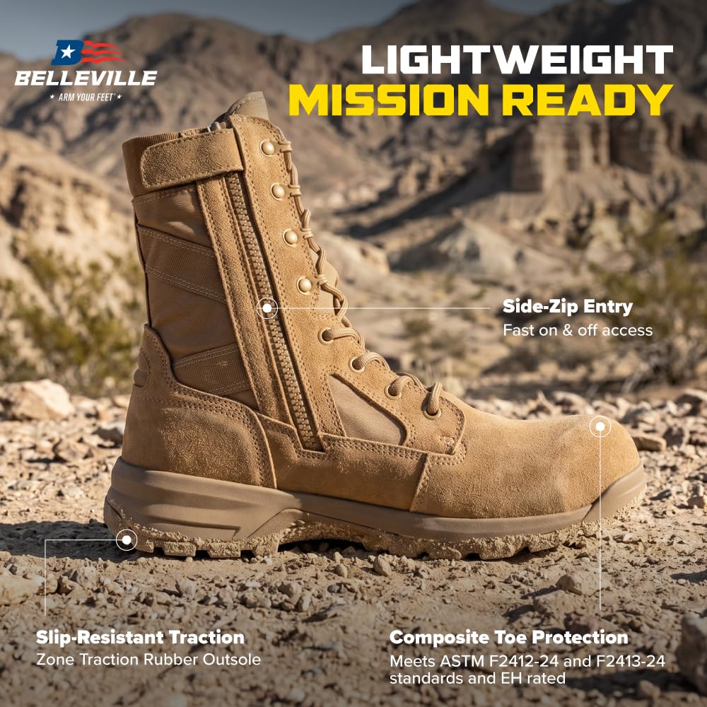 Composite Toe Leather Side Zip Tactical Boots A14987