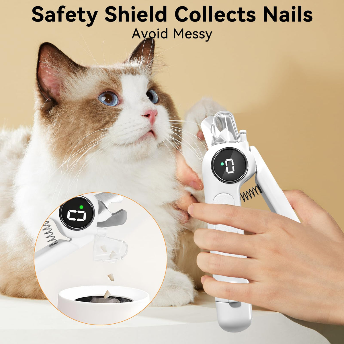 Dog Nails Clippers & Grinders 2in1 Trimmer with LCD Display and LED Lights Cat Claw Nail File with Protective Guard Rechargeable Electric Pet Toenail Silent Grooming Pro L201