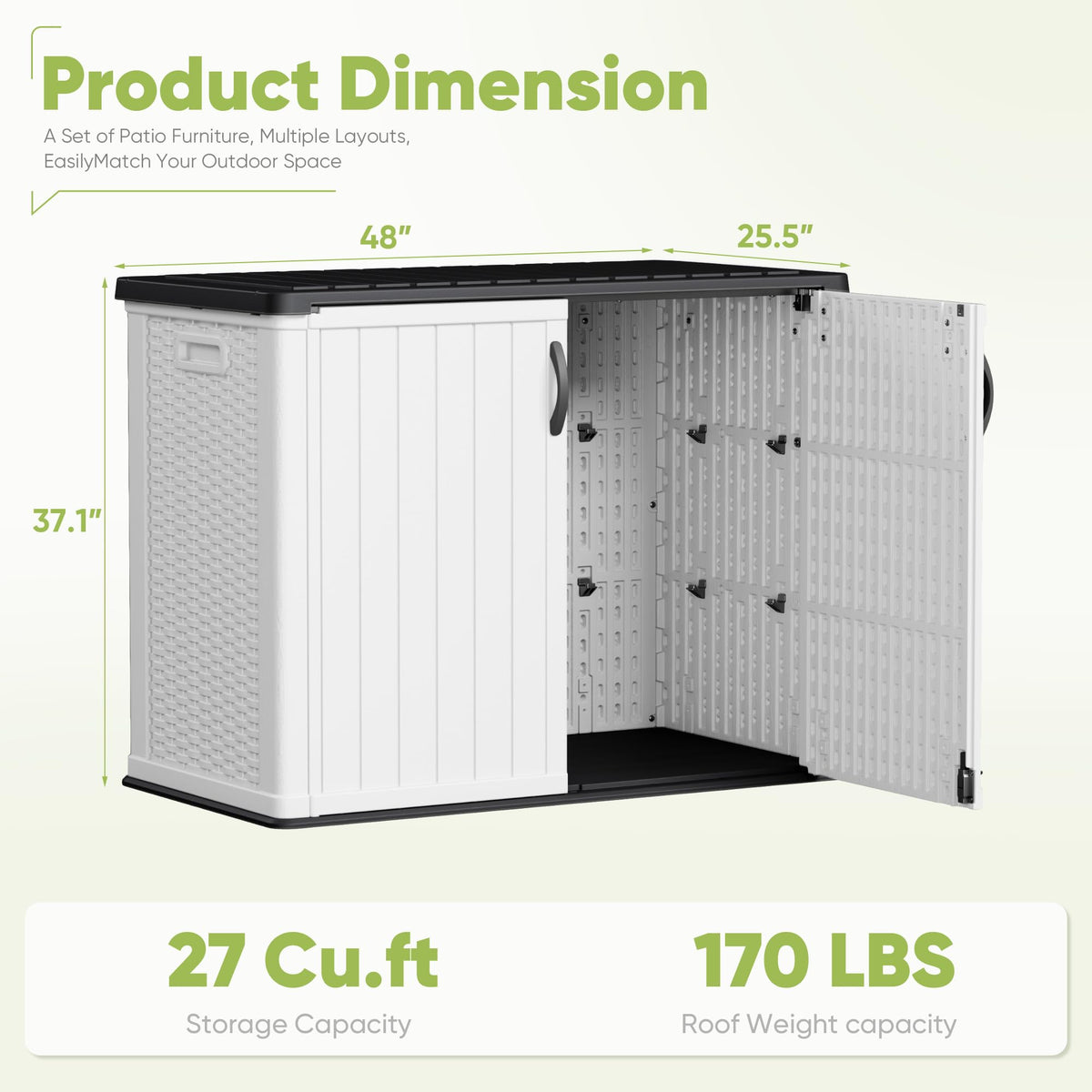 White 26 Cu Ft Lockable Outdoor Storage Cabinet J94655