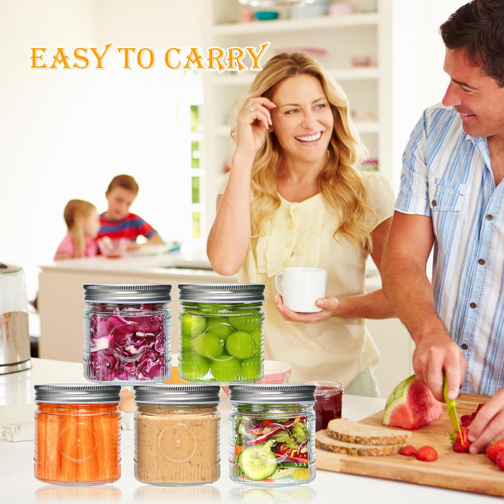 16 oz 12 Pack Wide Mouth Glass Jars with Lids D829