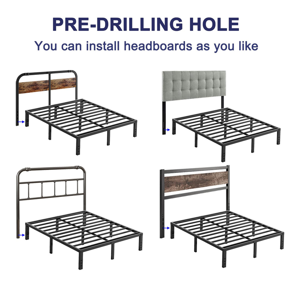 18 Inch High Metal Full Size Platform Bed Frame, Black M947504