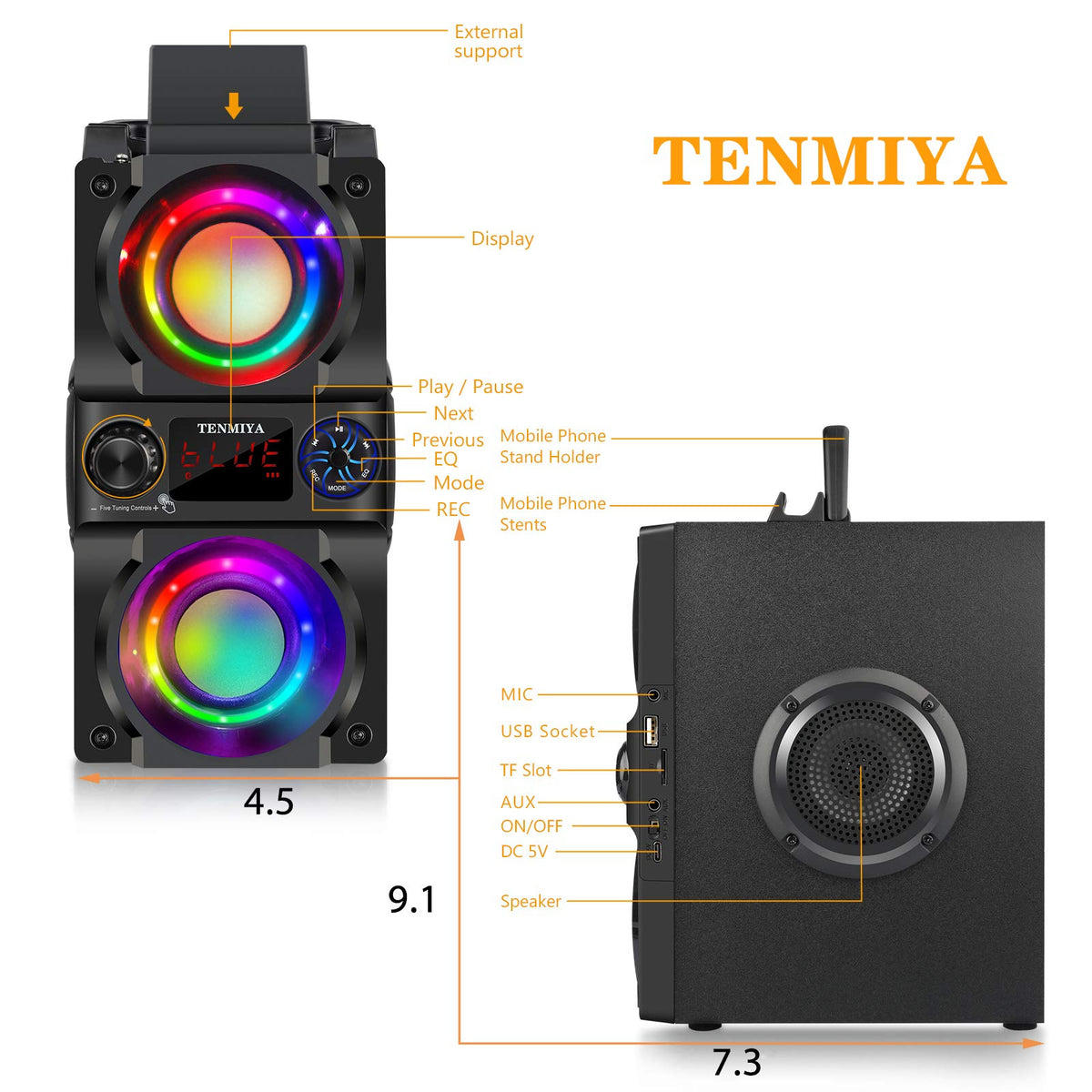 40W Portable Bluetooth Speaker with Lights and FM Radio K175512