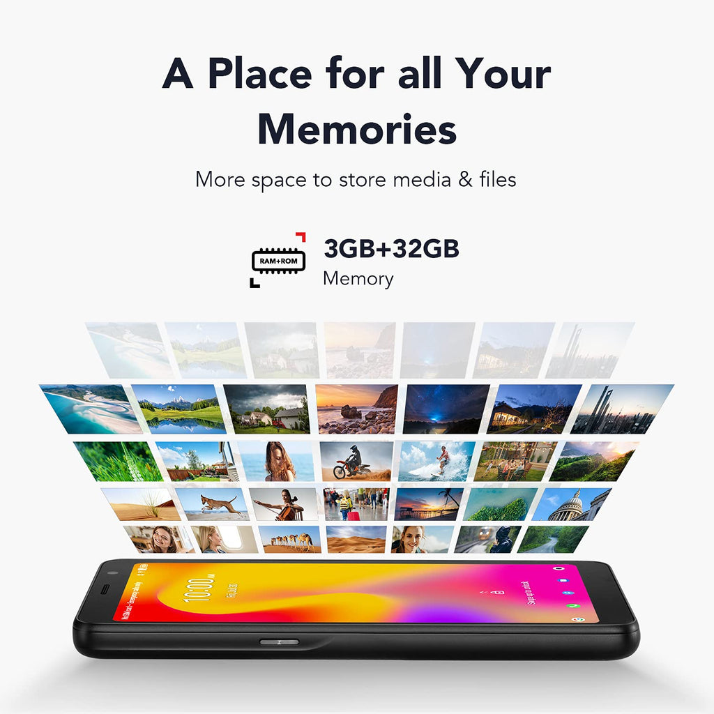 Unlocked Smartphone 5.5" HD+ Display 32GB 3000mAh Android 11 Black E23384