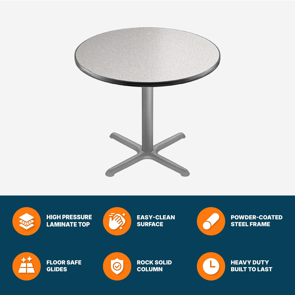 Round 36 in Diameter 30 in Dining Height Black Frame Gray Laminate Cafe Table O3390