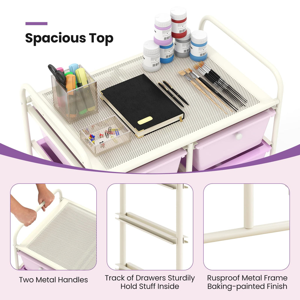 10 Drawer Rolling Storage Cart with Metal Frame V547