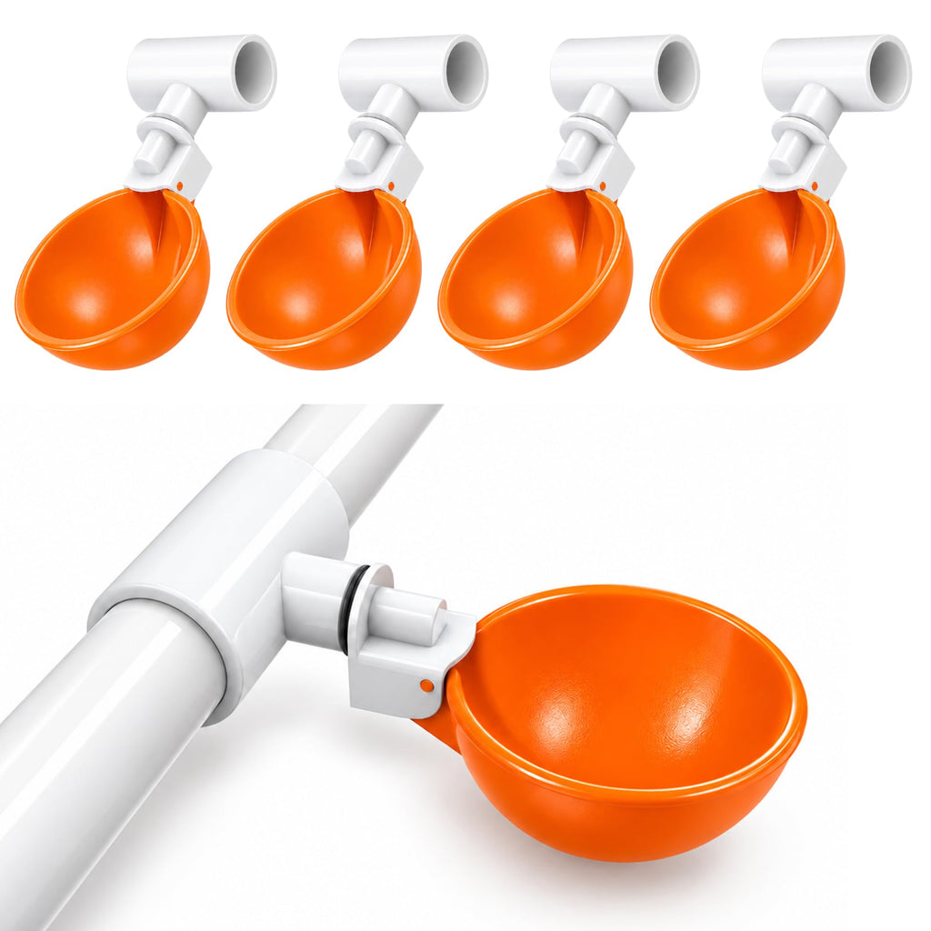 Large Automatic Chicken Waterer Cups with 1/2" PVC Tee Fittings 5-Pack N233905