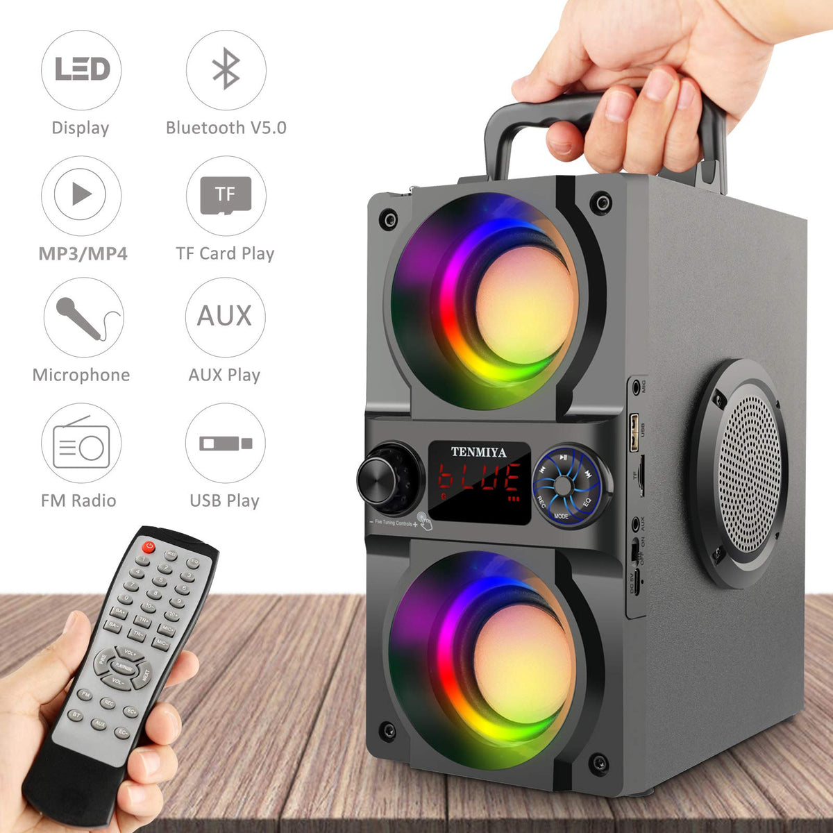 40W Portable Bluetooth Speaker with Lights and FM Radio K175512