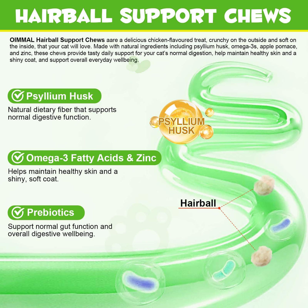 Cat Hairball Support Chews with Cat Grass & Omega-3 Fish Oil O553