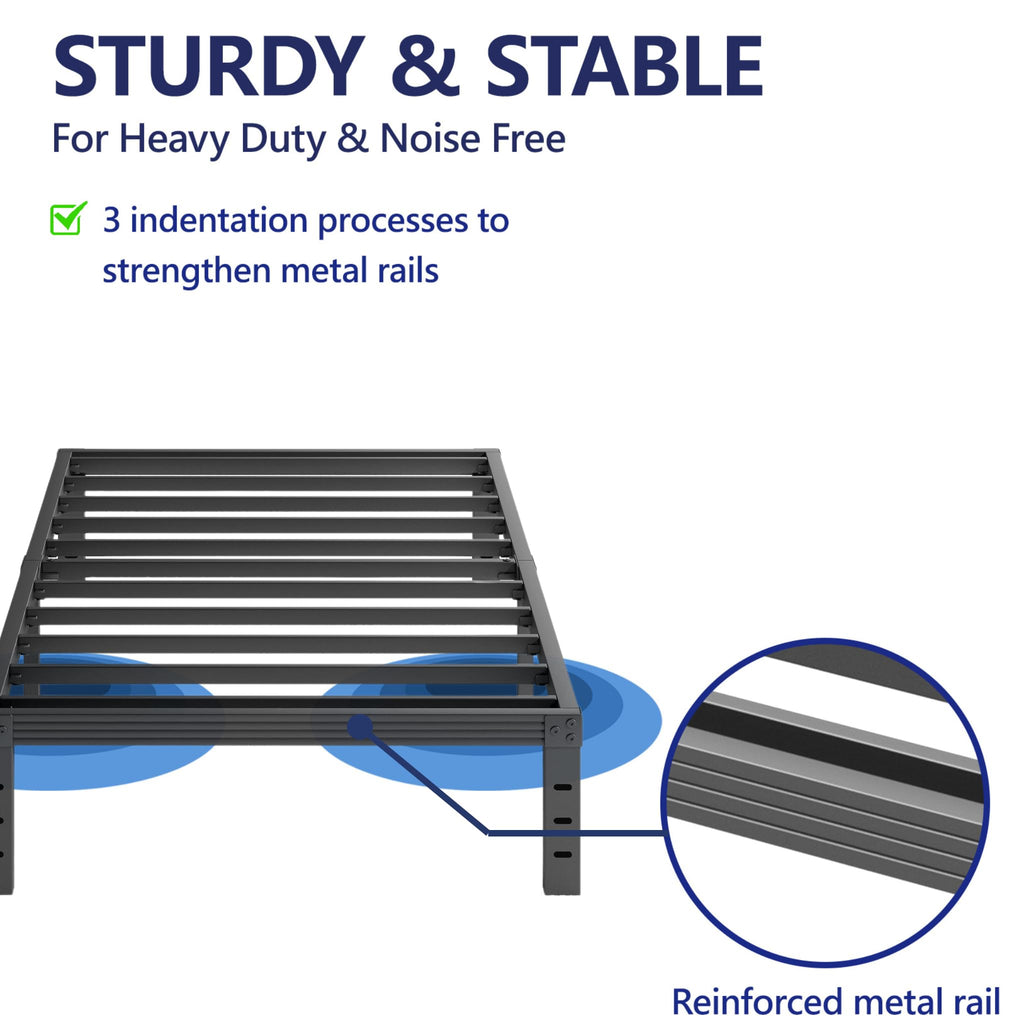 18 Inch High Metal Full Size Platform Bed Frame, Black M947504