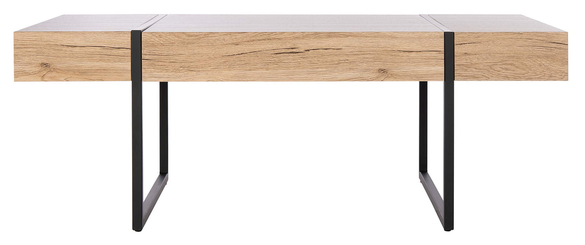 Rectangular Wood Top Black Metal Base Coffee Table N301722