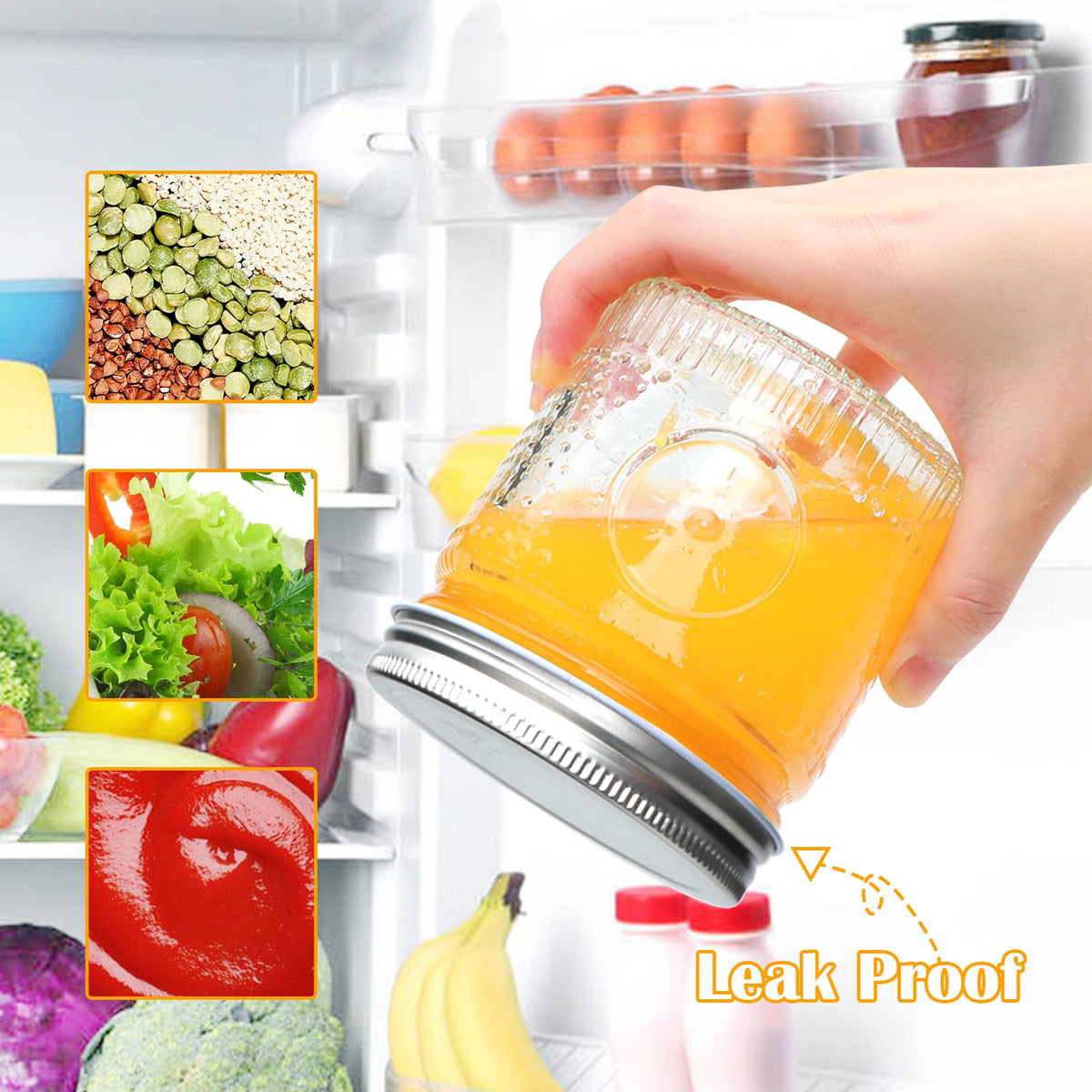 16 oz 12 Pack Wide Mouth Glass Jars with Lids D829