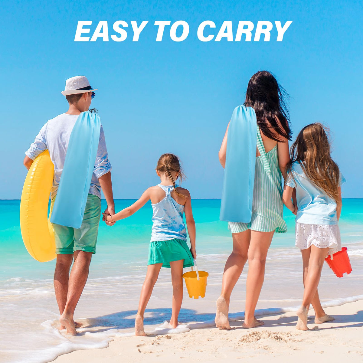 Portable Low Folding Beach Chairs Set of 2 Lightweight with Cup Holder Storage Pockets Carry Bag Blue O382343