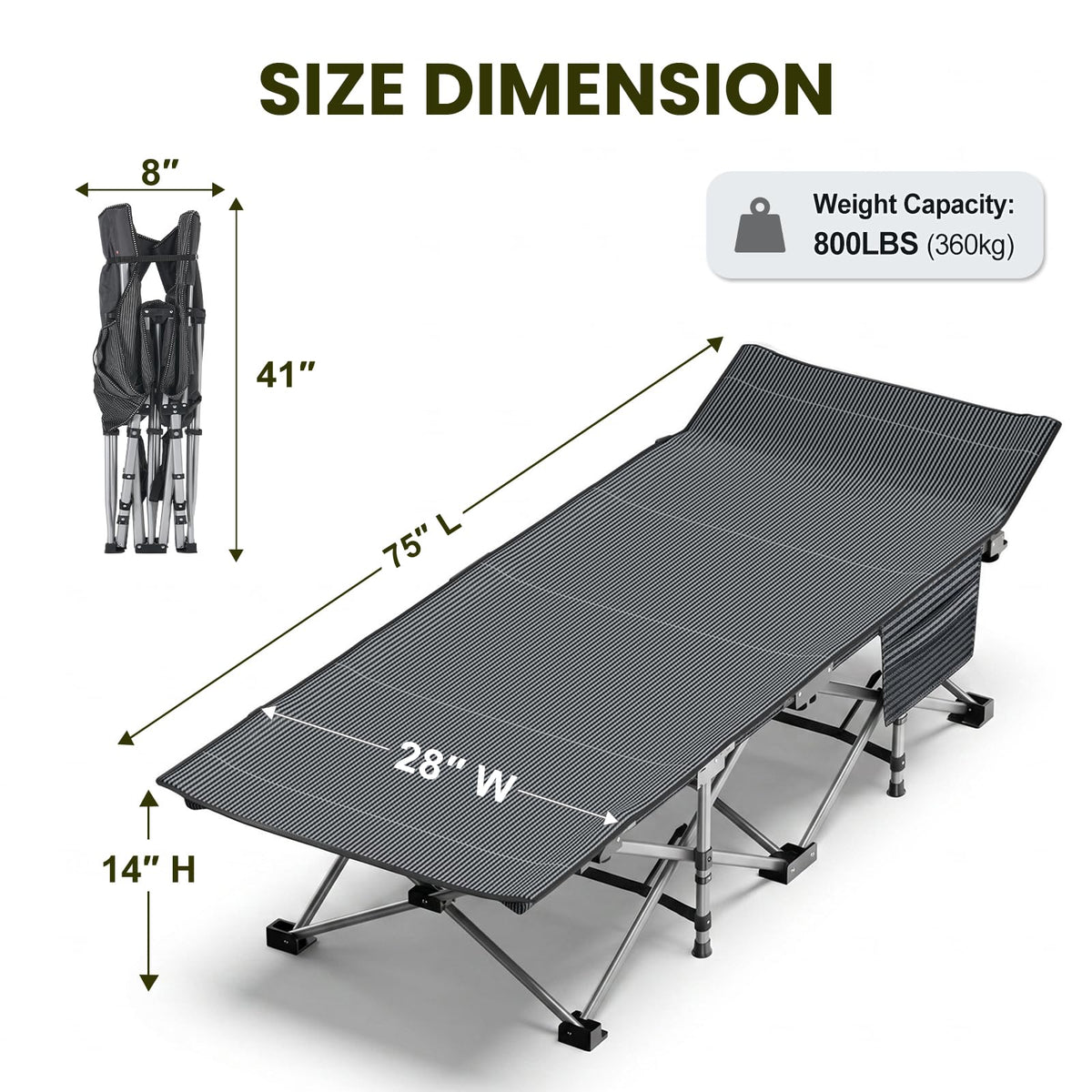 Folding Camping Cot with Mattress, 2 Pack Q8738