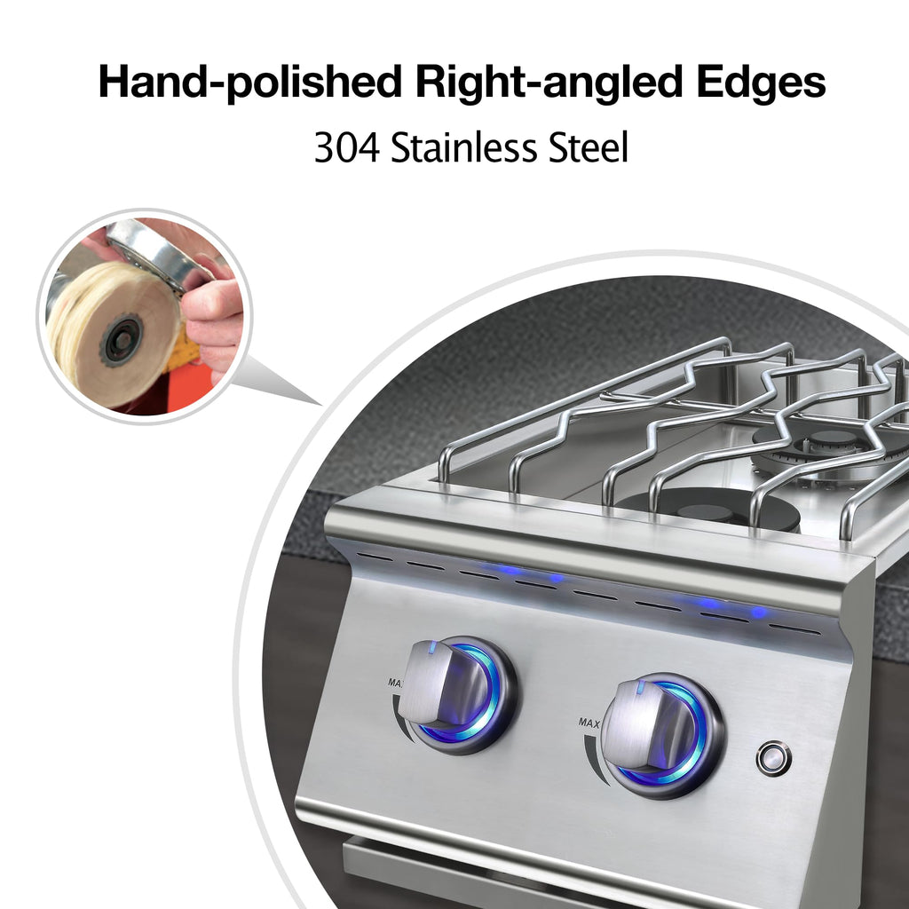 Double Grilling Side Burners 304 Stainless Steel 2 * 15,000BTU N148