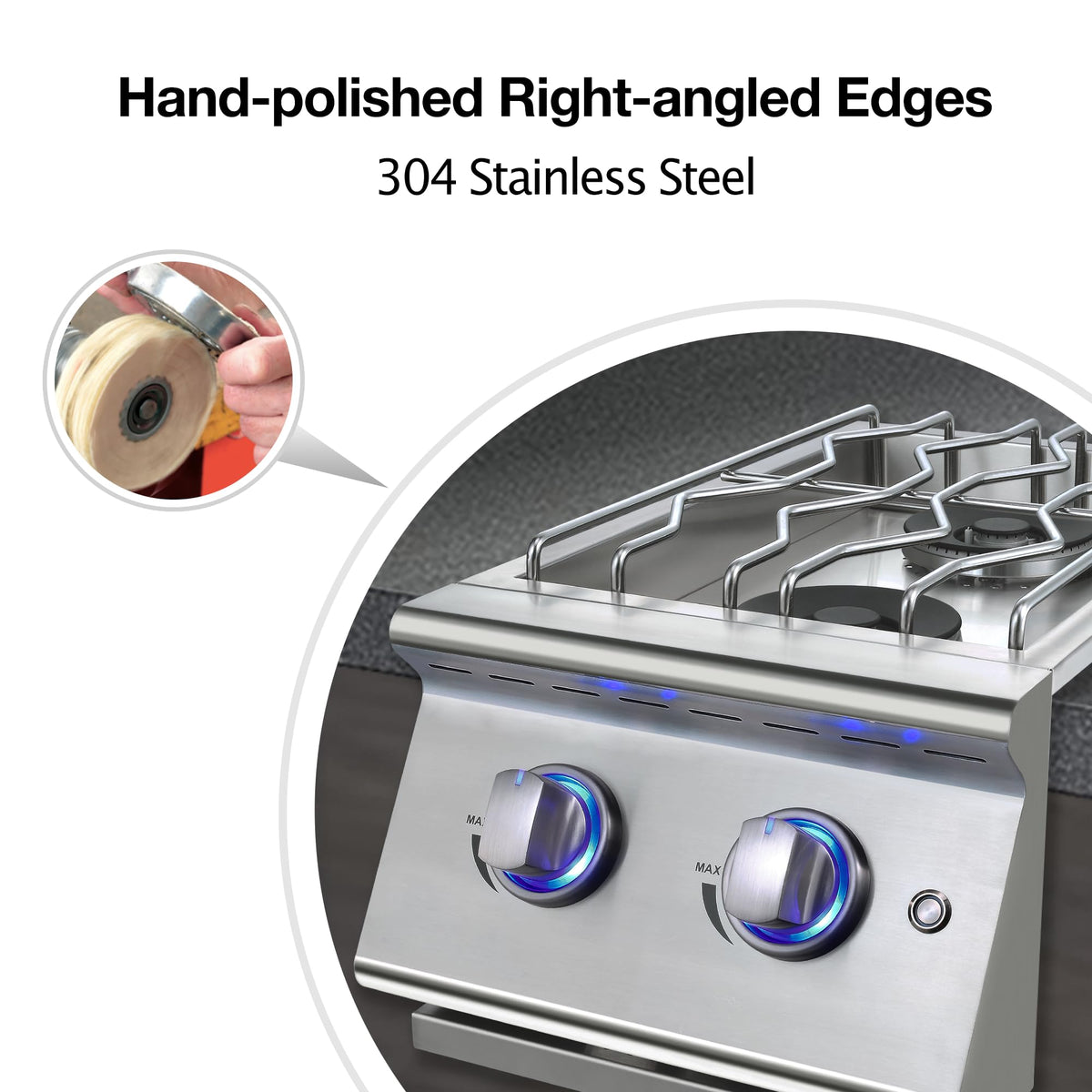 Double Grilling Side Burners 304 Stainless Steel 2 * 15,000BTU N148