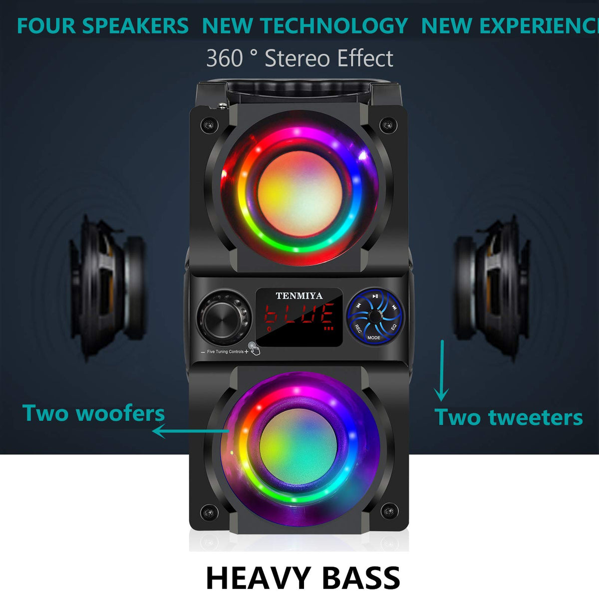 40W Portable Bluetooth Speaker with Lights and FM Radio K175512