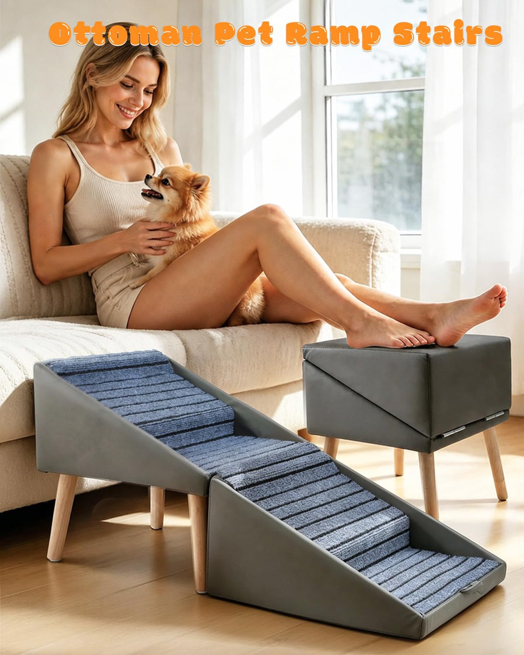 Foldable 4 Steps Non-Slip Pet Stairs G26287