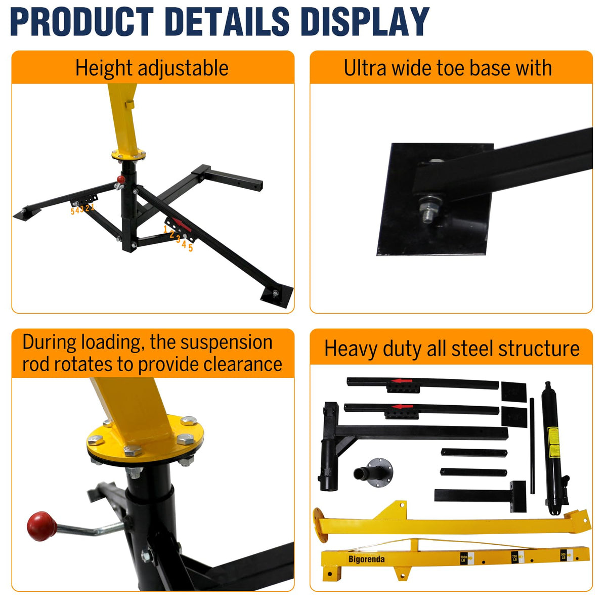 1000lb Capacity Hydraulic 360° Swivel Truck Crane S23695