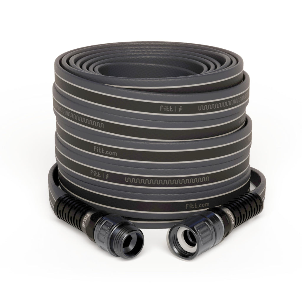 Lightweight Flexible Kink-Free Flat Garden Hose, Grey and Blue, 100-Feet x 3/4-Inch T9701