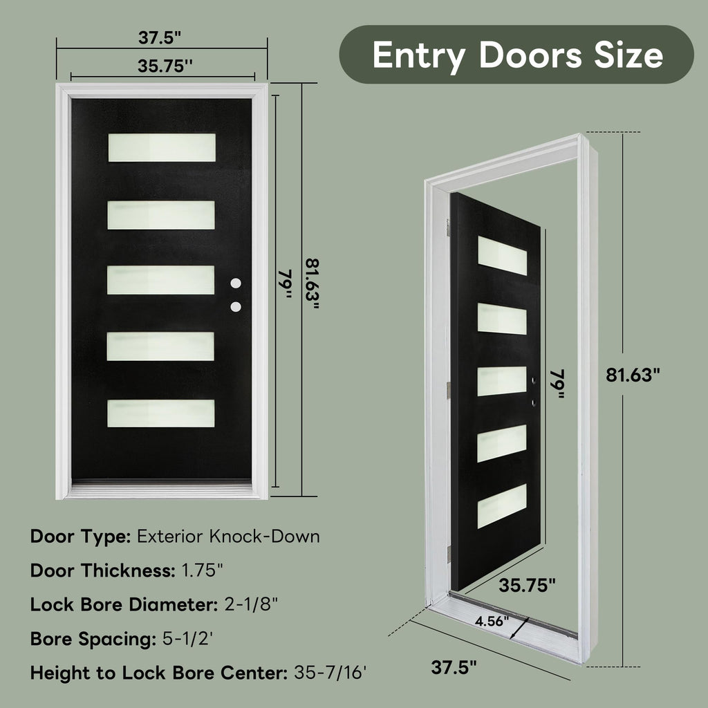 36" x 80" Left Hand Inswing Exterior Door with White Frame B611