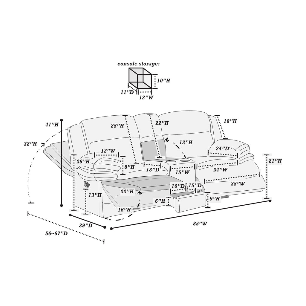 Light Gray Corduroy Manual Motion Loveseat X82741
