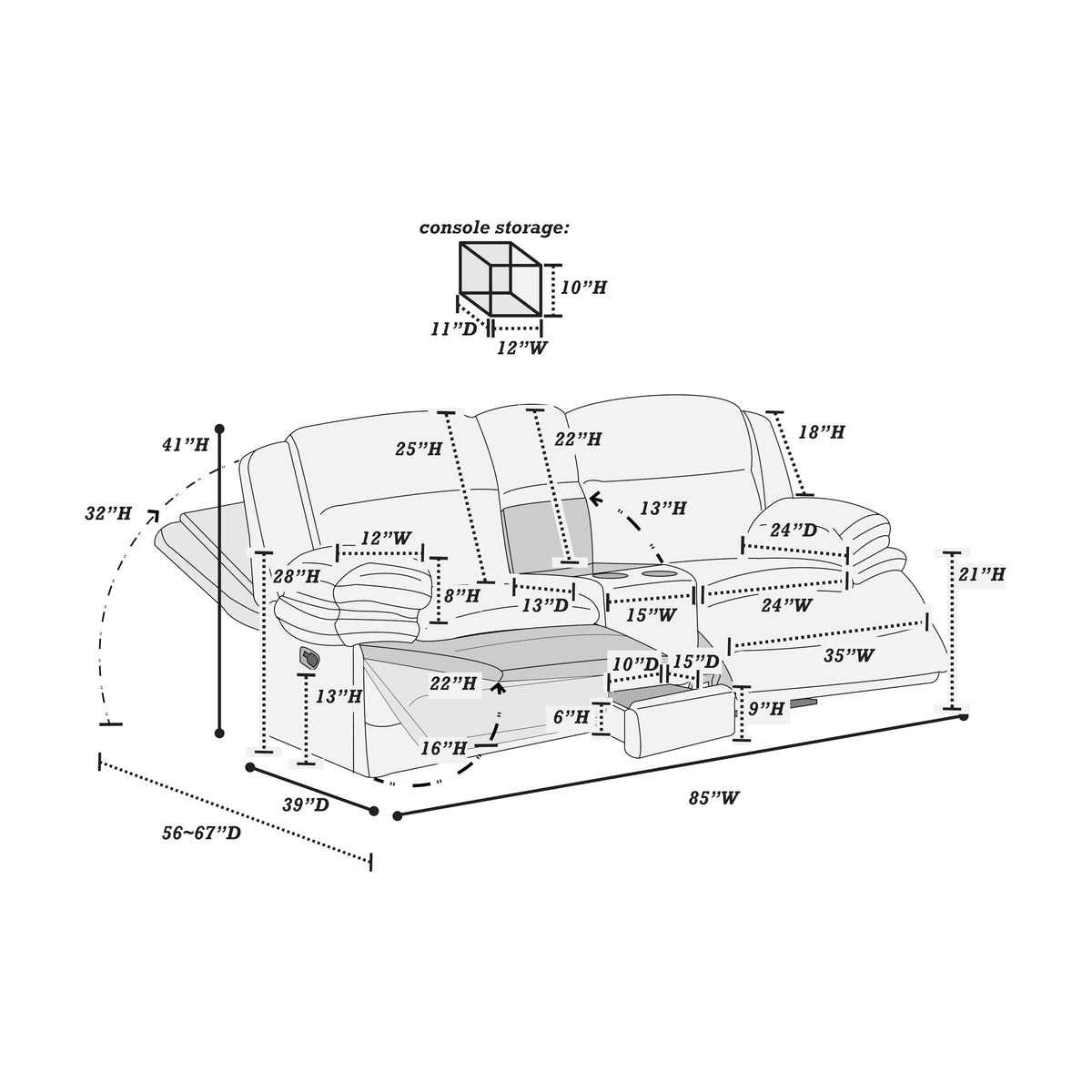 Light Gray Corduroy Manual Motion Loveseat X82741