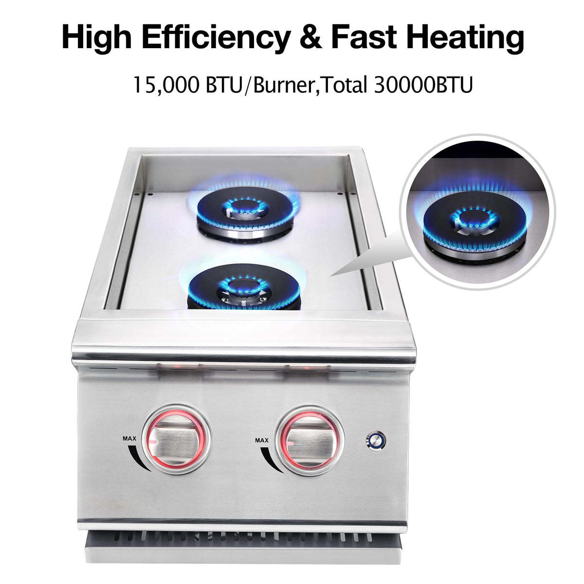 Double Grilling Side Burners 304 Stainless Steel 2 * 15,000BTU N148