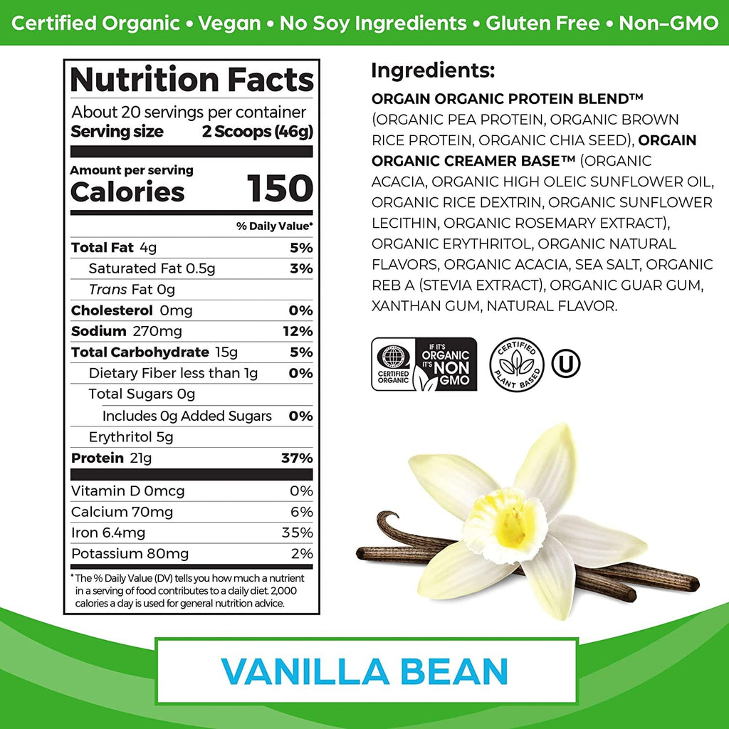 Organic Protein Powder Creamy Chocolate Fudge and Vanilla Bean I6564