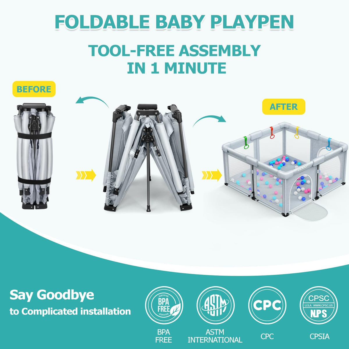 Foldable Baby Playpen 50×50 B917