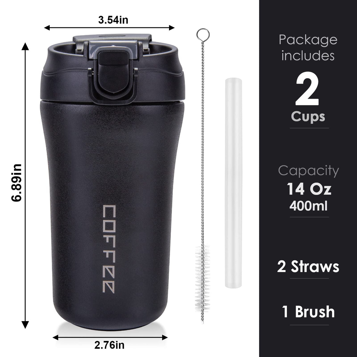 14 oz 2 Pack Vacuum Insulated Stainless Steel Tumbler I287