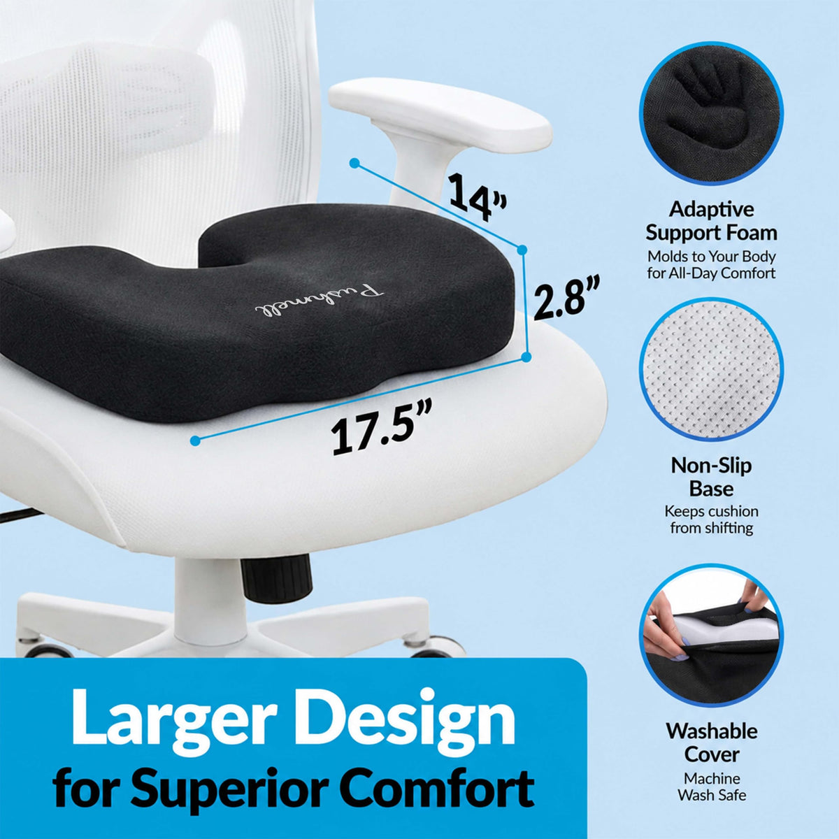 Memory Foam Gel Seat Cushion with Extra Cover B857945