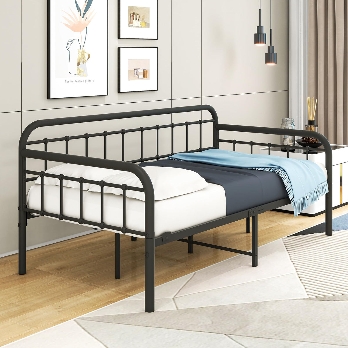 Metal Daybed Frame Twin Day Bed Black S871