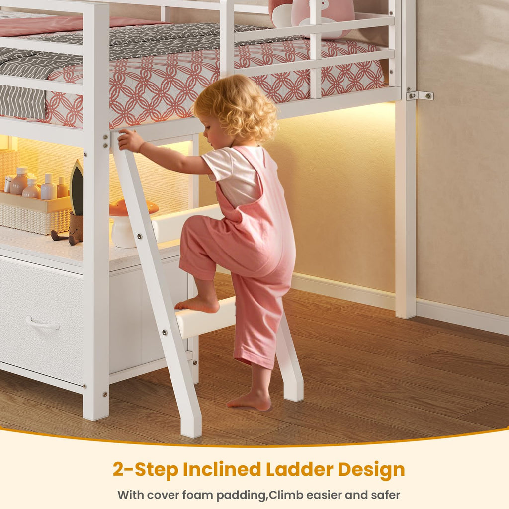 Twin Size Low Loft Bed with 7 Drawers K7699