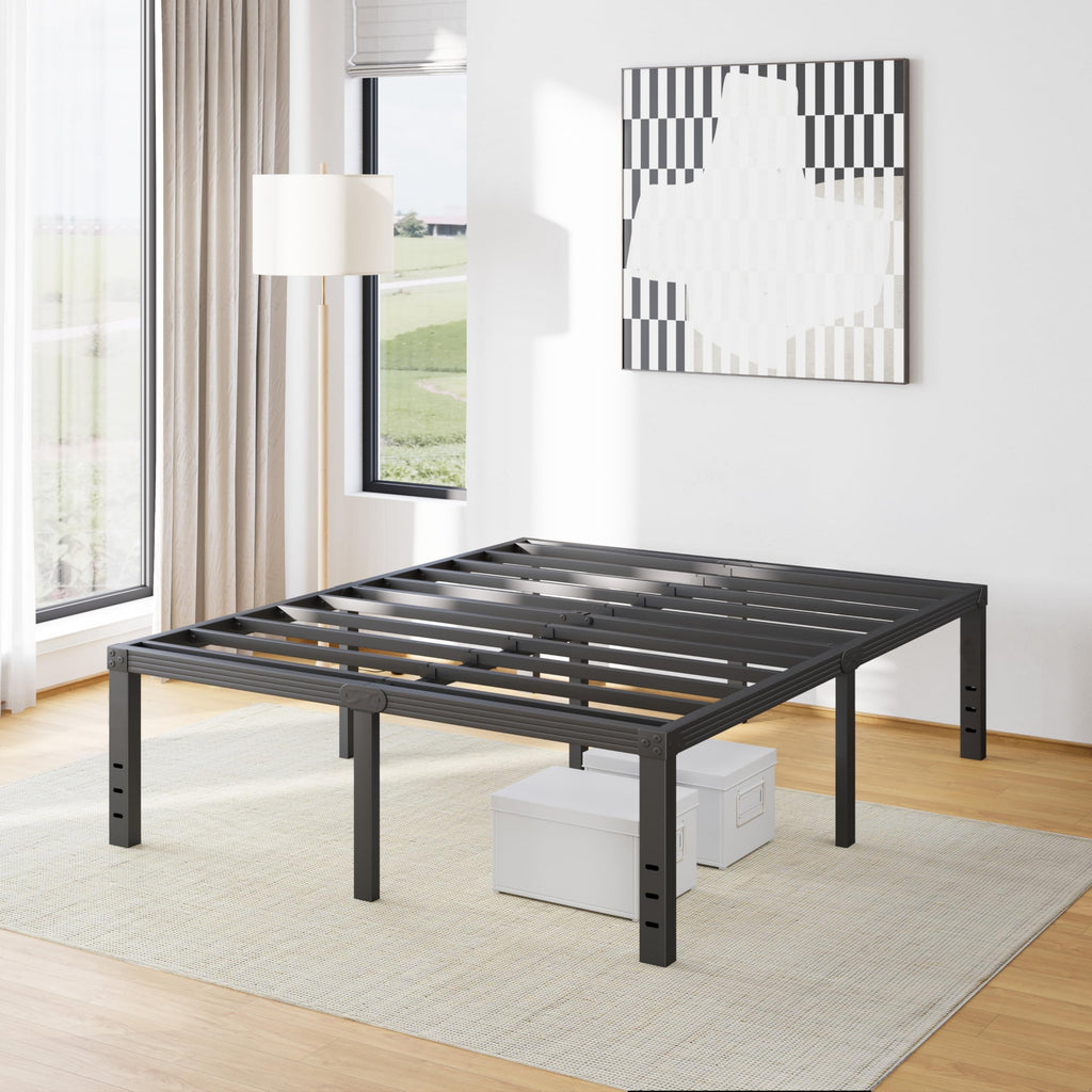 18 Inch High Metal Full Size Platform Bed Frame, Black M947504