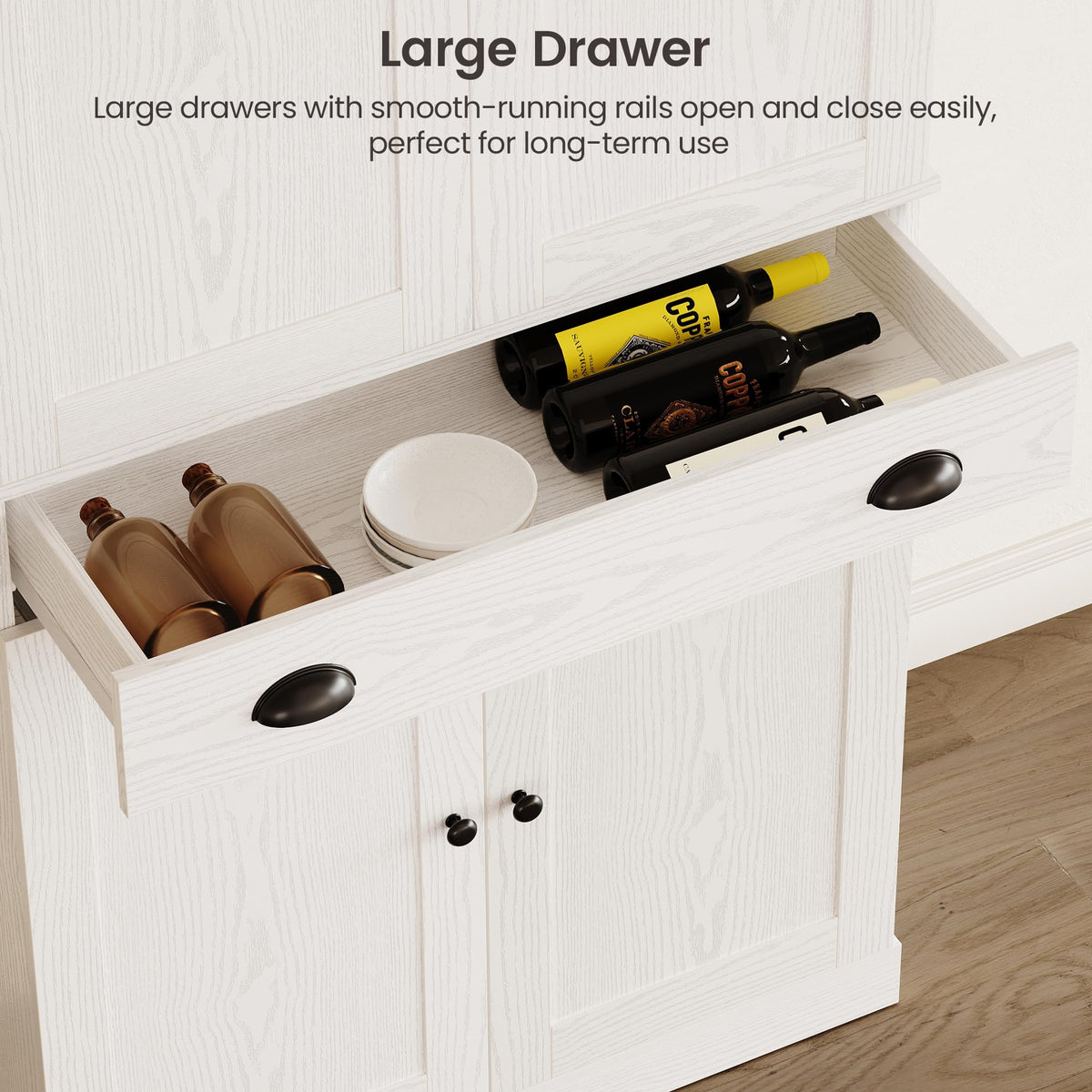 72" White Kitchen Pantry Cabinet with Drawer P69100