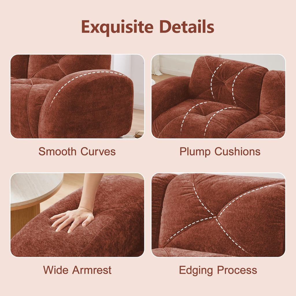 140" Orange Velvet Sofa with Tufted 32D Sponge M5831